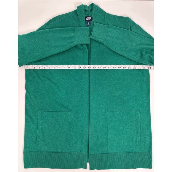 Lands’ End Women’s XL Emerald Green Open Front Long Cardigan Sweater - Picture 10 of 13